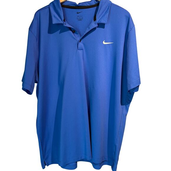 Nike Dri-Fit Size XXL Royal Blue Polo Swoosh Golf Casual Work Office Easy Care - Picture 1 of 7